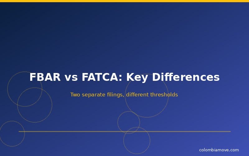 Comparison chart showing FBAR vs FATCA differences for US expats