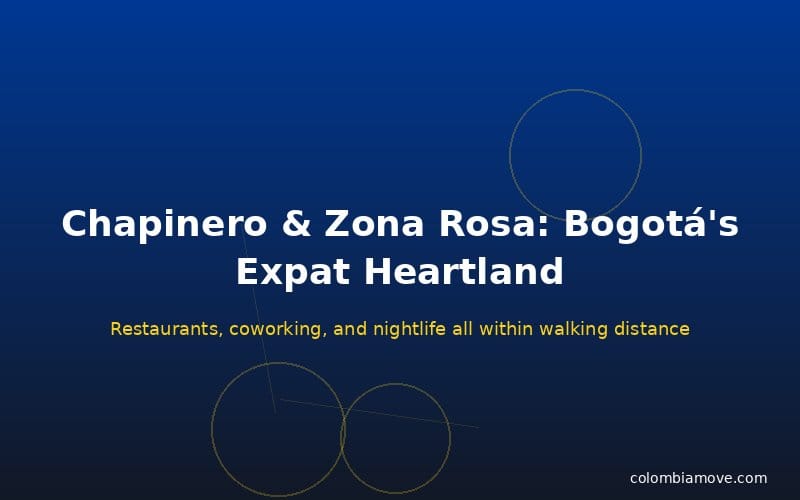 Chapinero neighborhood in Bogotá at night with restaurants and cafes