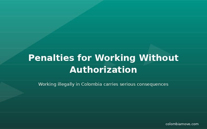 Warning sign about penalties for illegal work in Colombia