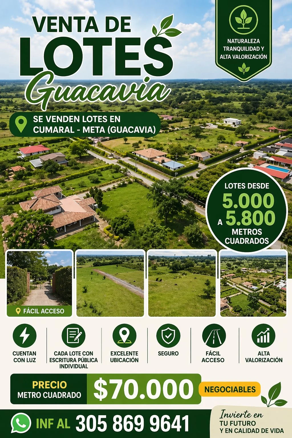 Lotes con escritura pública individual en Cumaral - Meta vereda GUACAVIA - 2