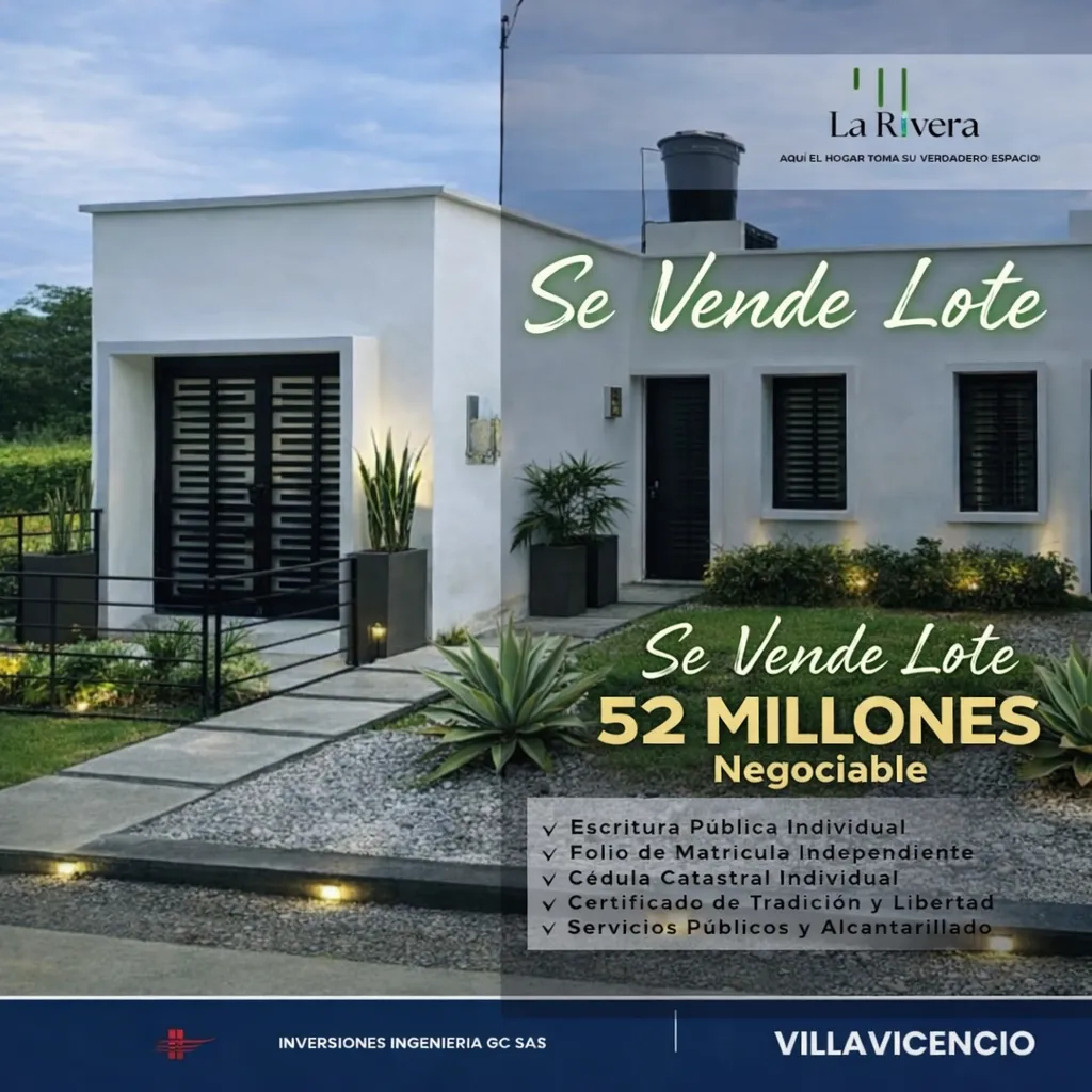Se vende lote en conjunto cerrado la rivera