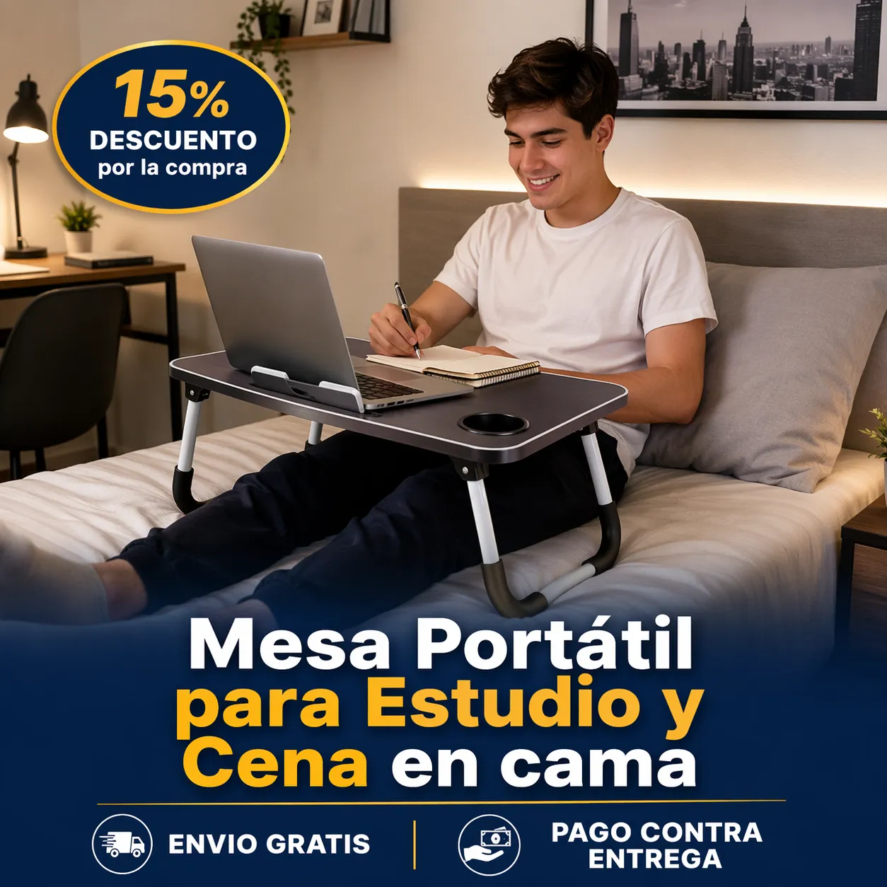 Mesa Portátil para Estudio o Cena en Cama - 4
